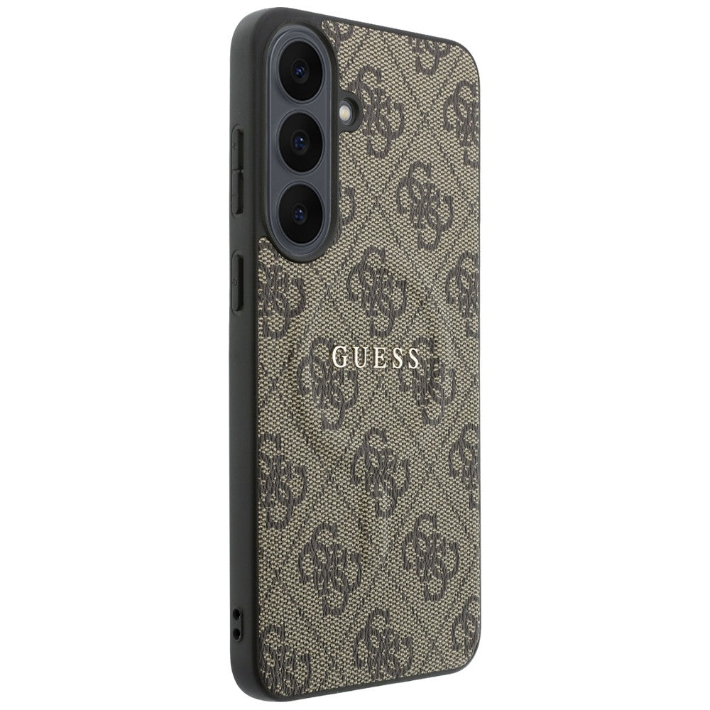 Калъф MagSafe за Samsung Galaxy S26 FE S741, Guess, 4G Embossed Ring Classic Logo, кафяво