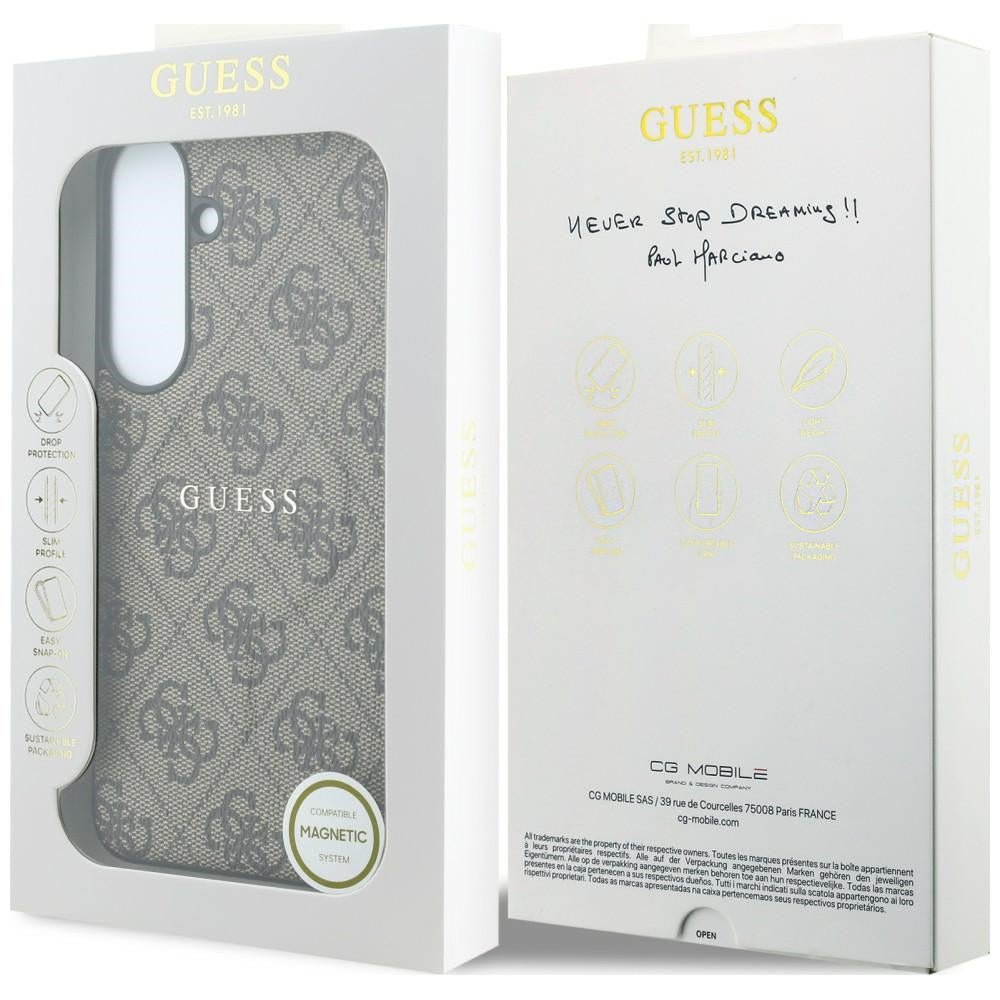 Калъф MagSafe за Samsung Galaxy S26 FE S741, Guess, 4G Embossed Ring Classic Logo, кафяво