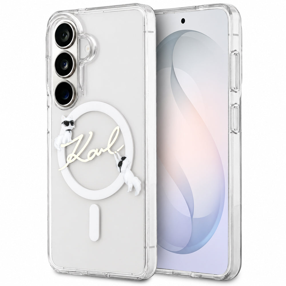 Калъф MagSafe за Samsung Galaxy S26 FE S741, Karl Lagerfeld, IML Choupette Karl Script Logo, прозрачен