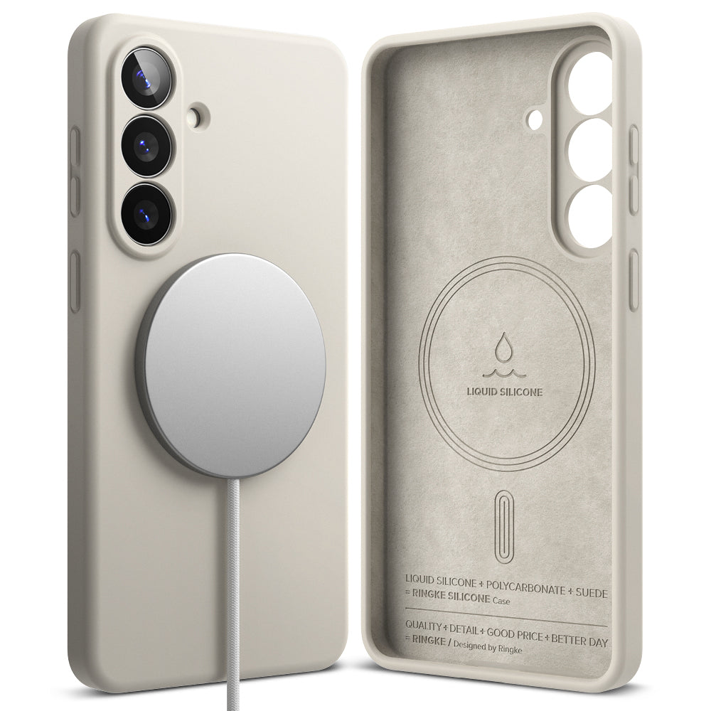 Калъф MagSafe за Samsung Galaxy S26 Plus, Ringke, Силикон, Крем