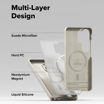 Калъф MagSafe за Samsung Galaxy S26 Plus, Ringke, Силикон, Крем