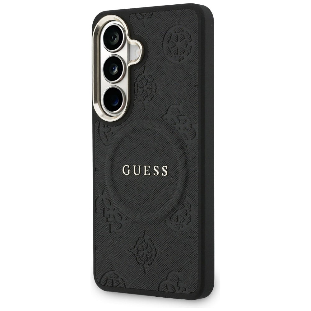 Калъф MagSafe за Samsung Galaxy S26 Plus S947, GUESS, Saffiano Peony Embossed Ring, Черен