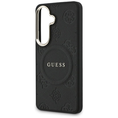 Калъф MagSafe за Samsung Galaxy S26 Plus S947, GUESS, Saffiano Peony Embossed Ring, Черен