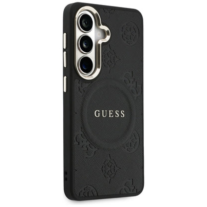 Калъф MagSafe за Samsung Galaxy S26 Plus S947, GUESS, Saffiano Peony Embossed Ring, Черен