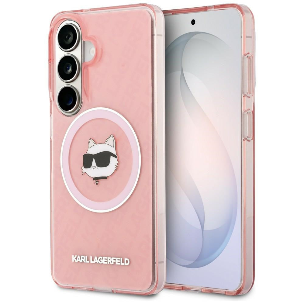 Калъф MagSafe за Samsung Galaxy S26 Plus S947, Karl Lagerfeld, IML Choupette Head on KL Repeated Logo, Розов