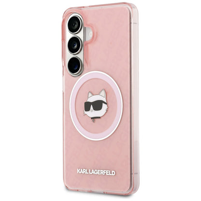 Калъф MagSafe за Samsung Galaxy S26 Plus S947, Karl Lagerfeld, IML Choupette Head on KL Repeated Logo, Розов
