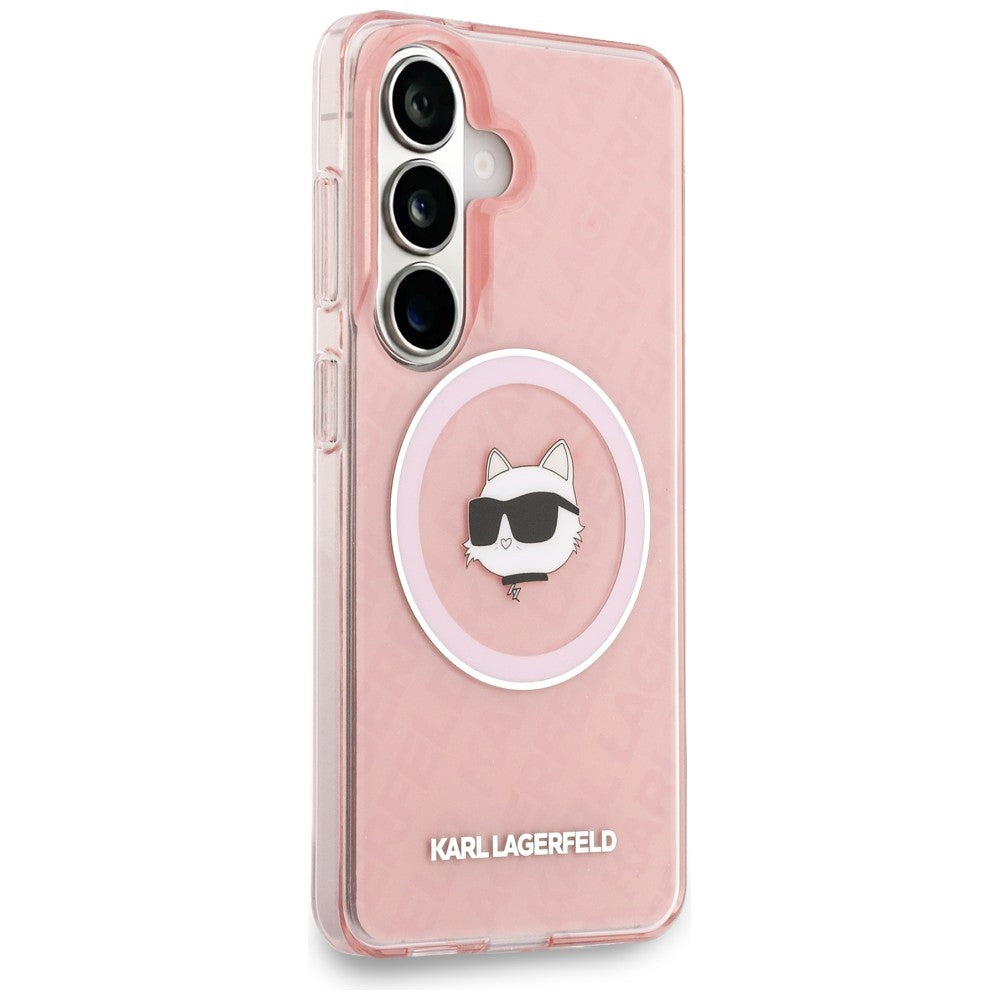 Калъф MagSafe за Samsung Galaxy S26 Plus S947, Karl Lagerfeld, IML Choupette Head on KL Repeated Logo, Розов