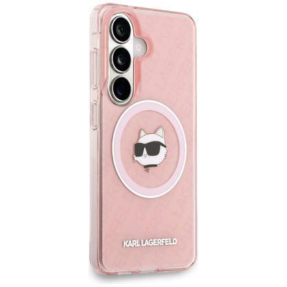 Калъф MagSafe за Samsung Galaxy S26 Plus S947, Karl Lagerfeld, IML Choupette Head on KL Repeated Logo, Розов