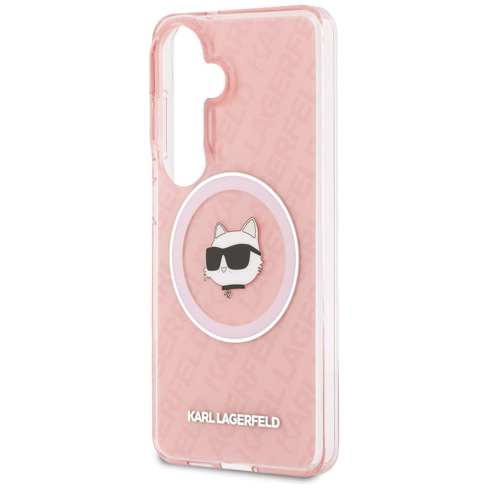 Калъф MagSafe за Samsung Galaxy S26 Plus S947, Karl Lagerfeld, IML Choupette Head on KL Repeated Logo, Розов