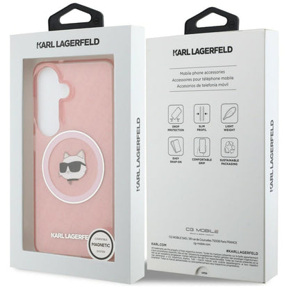Калъф MagSafe за Samsung Galaxy S26 Plus S947, Karl Lagerfeld, IML Choupette Head on KL Repeated Logo, Розов