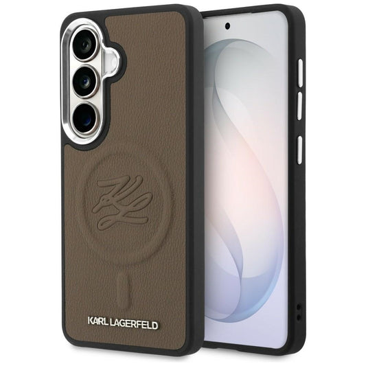 Калъф MagSafe за Samsung Galaxy S26 Plus S947, Karl Lagerfeld, Initial Logo Debossed, Кафяв