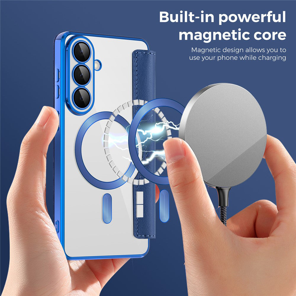 Калъф MagSafe за Samsung Galaxy S26 Plus, Techsuit, SmartMag Book, Син