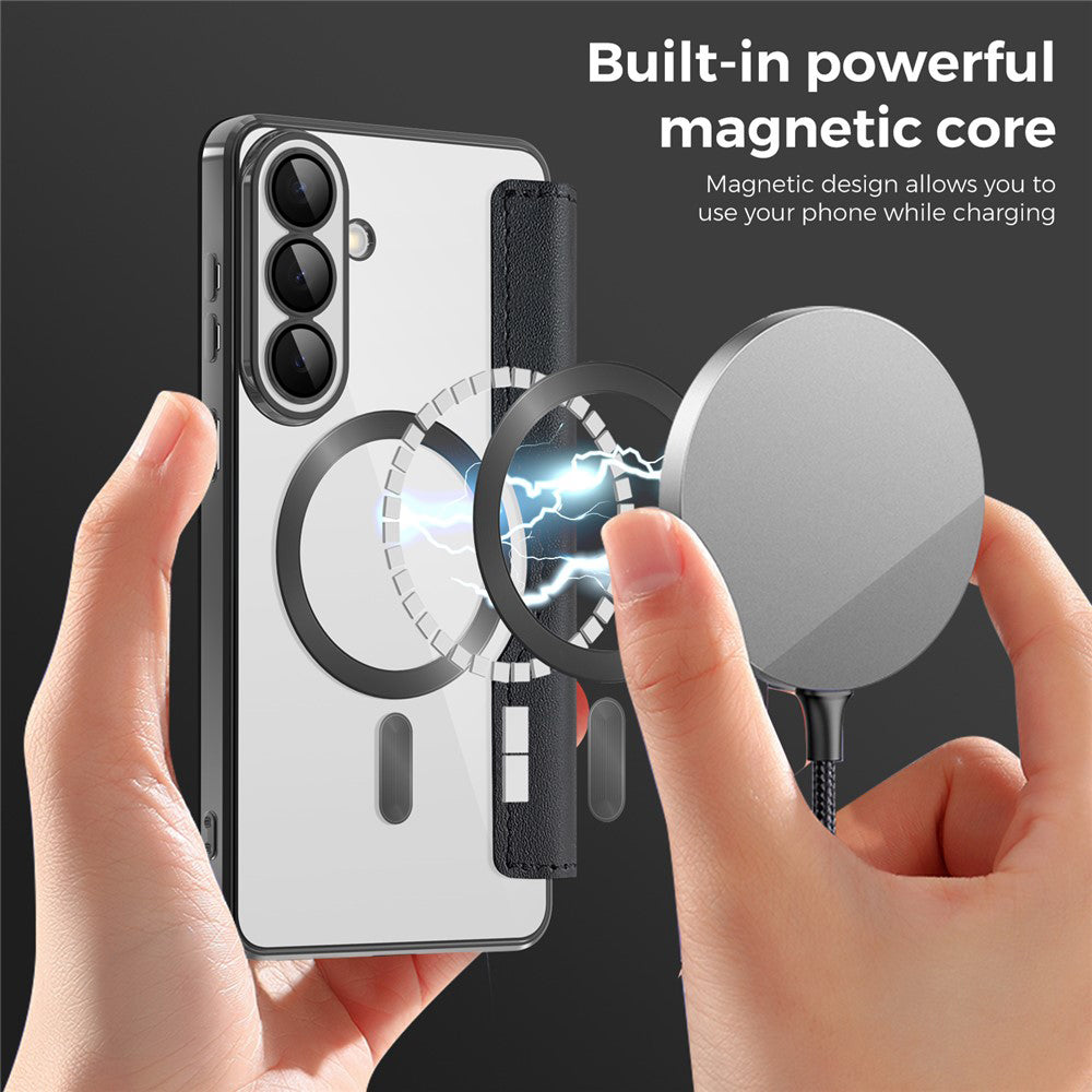 MagSafe Case for Samsung Galaxy S26 Plus, Techsuit, SmartMag Book, Black