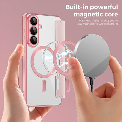 Калъф MagSafe за Samsung Galaxy S26 Plus, Techsuit, SmartMag Book, Розов