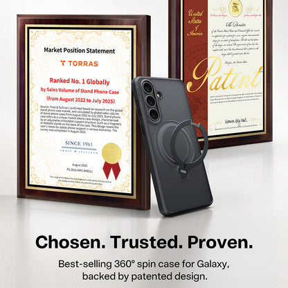 Калъф MagSafe за Samsung Galaxy S26 Plus, Torras, Ostand Spin, Черен