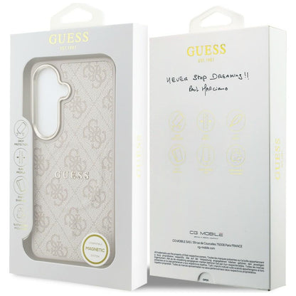Калъф MagSafe за Samsung Galaxy S26 S942, Guess, 4G Embossed Ring, Розов