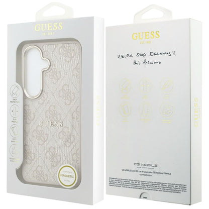 Калъф MagSafe за Samsung Galaxy S26 S942, Guess, 4G Embossed Ring, Розов