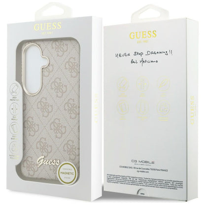 Калъф MagSafe за Samsung Galaxy S26 S942, Guess, 4G Script Logo, Розов
