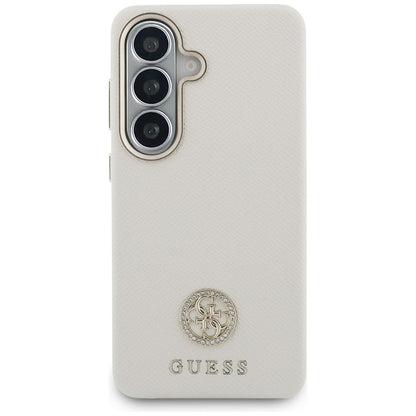 Калъф MagSafe за Samsung Galaxy S26 S942, Guess, Rhinestone Round Logo, Бежов