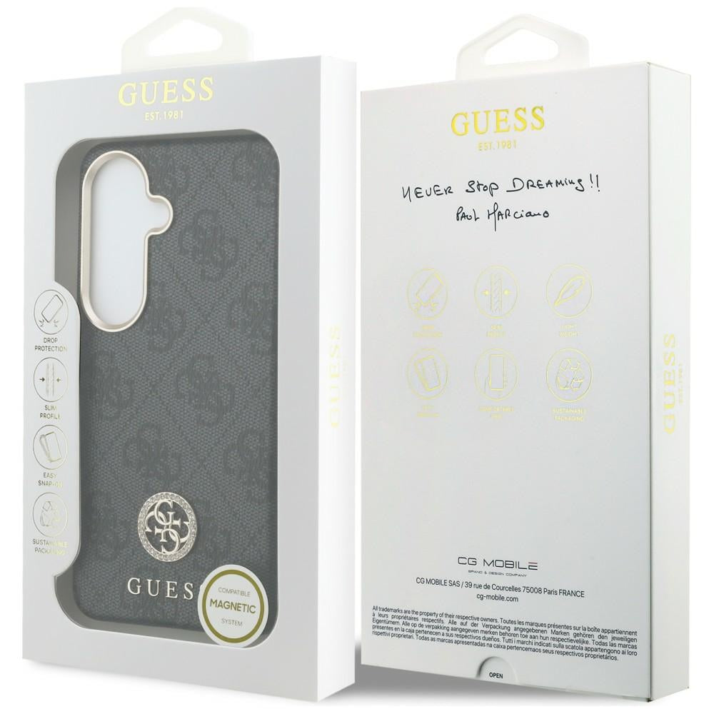 Калъф MagSafe за Samsung Galaxy S26 S942, Guess, Rhinestone Round Logo, Черен