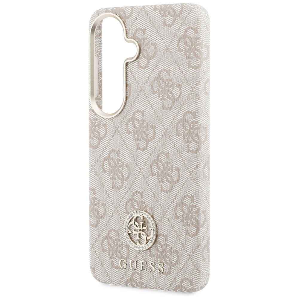 MagSafe Case for Samsung Galaxy S26 S942, Guess, Rhinestone Round Logo, Pink