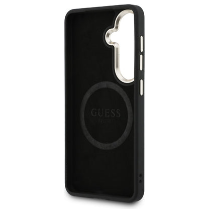 Калъф MagSafe за Samsung Galaxy S26 S942, Guess, Saffiano Peony Embossed Ring, Черен