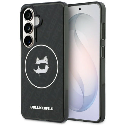 Калъф MagSafe за Samsung Galaxy S26 S942, Karl Lagerfeld, IML Choupette Head on KL Repeated Logo, Черен