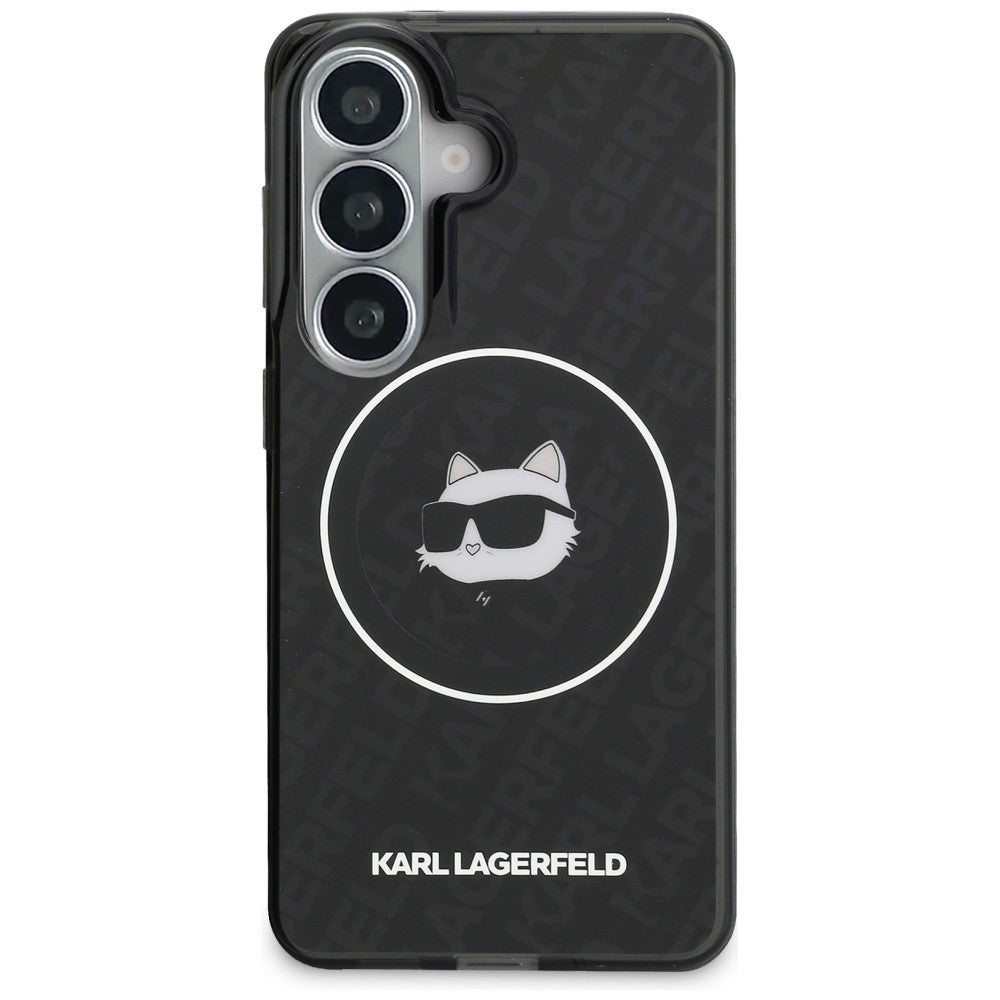 Калъф MagSafe за Samsung Galaxy S26 S942, Karl Lagerfeld, IML Choupette Head on KL Repeated Logo, Черен