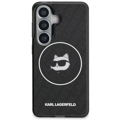 Калъф MagSafe за Samsung Galaxy S26 S942, Karl Lagerfeld, IML Choupette Head on KL Repeated Logo, Черен