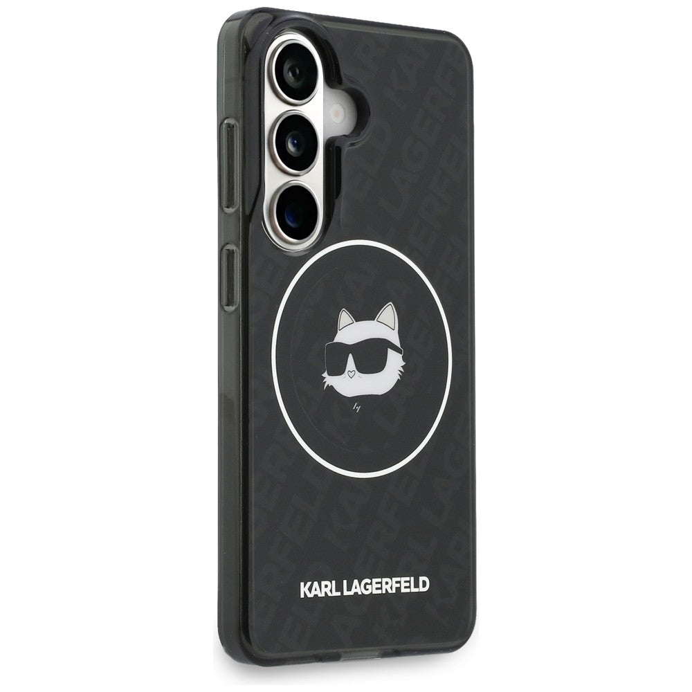 Калъф MagSafe за Samsung Galaxy S26 S942, Karl Lagerfeld, IML Choupette Head on KL Repeated Logo, Черен