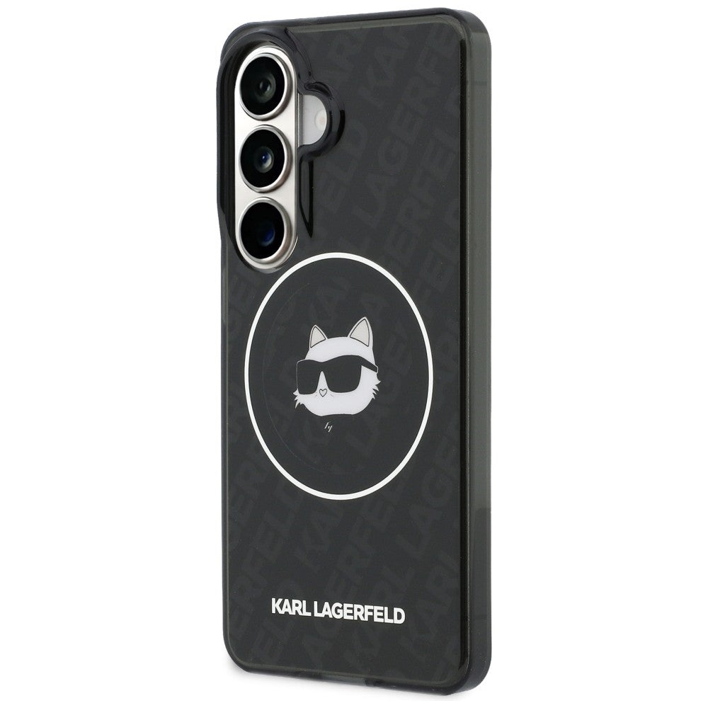 Калъф MagSafe за Samsung Galaxy S26 S942, Karl Lagerfeld, IML Choupette Head on KL Repeated Logo, Черен