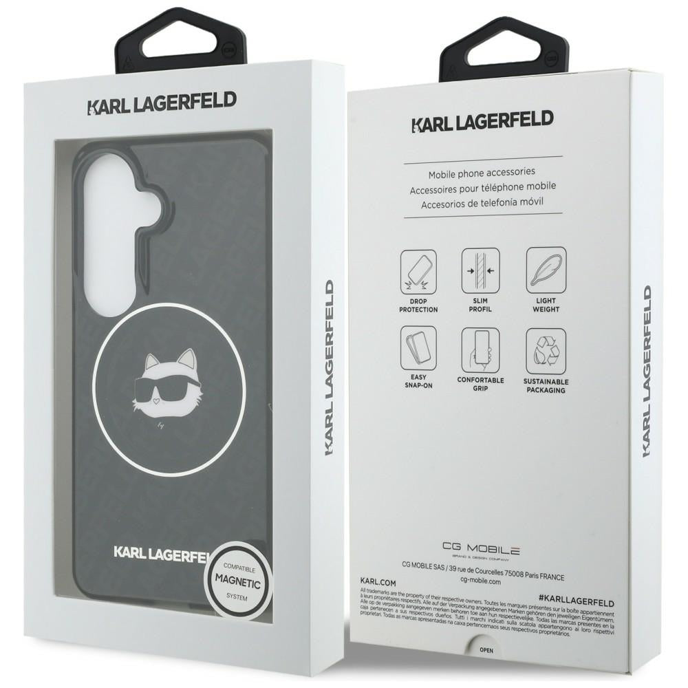 Калъф MagSafe за Samsung Galaxy S26 S942, Karl Lagerfeld, IML Choupette Head on KL Repeated Logo, Черен