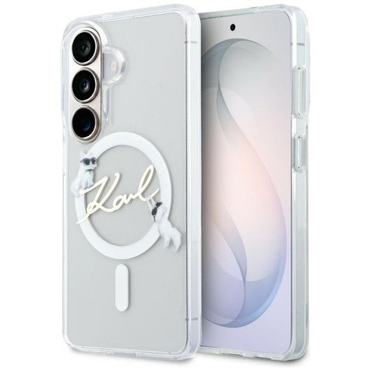 Калъф MagSafe за Samsung Galaxy S26 S942, Karl Lagerfeld, IML Choupette Karl Script Logo, Бял