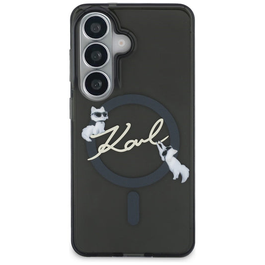 Калъф MagSafe за Samsung Galaxy S26 S942, Karl Lagerfeld, IML Choupette Karl Script Logo, Черен