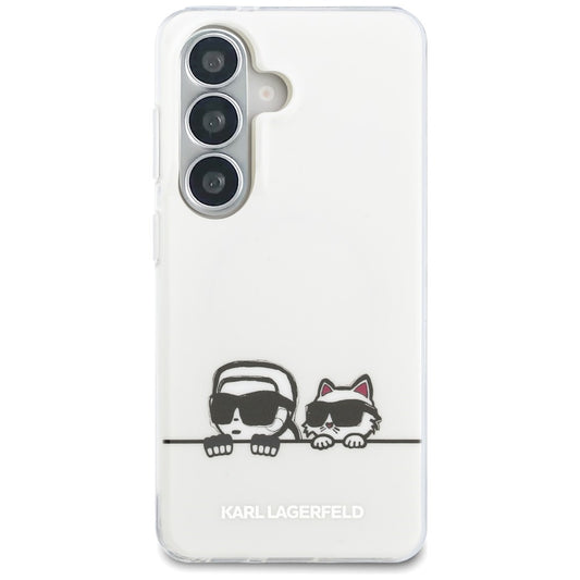 Калъф MagSafe за Samsung Galaxy S26 S942, Karl Lagerfeld, IML Karl & Choupette Peekaboo Logo, Бял