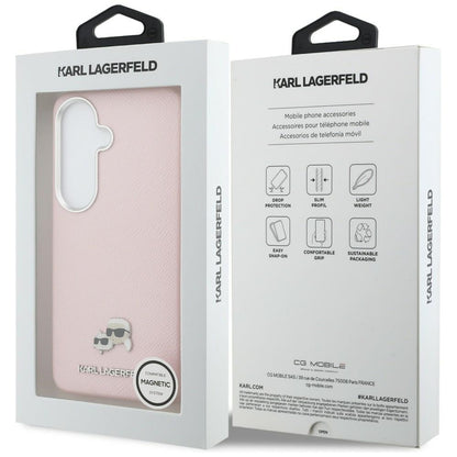Калъф MagSafe за Samsung Galaxy S26 S942, Karl Lagerfeld, Karl & Choupette Head's Pin, Розов