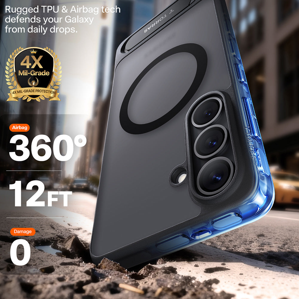 Калъф MagSafe за Samsung Galaxy S26, Torras, Pstand, Черен