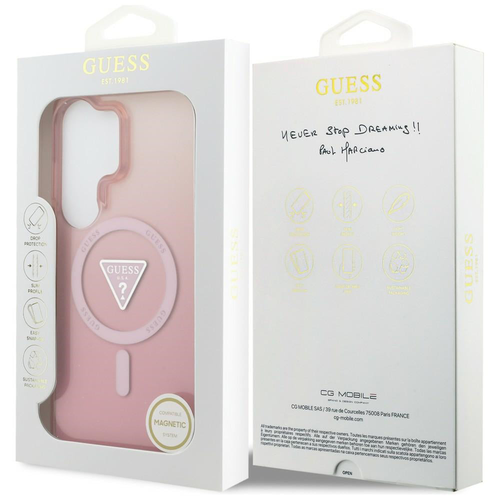 Калъф MagSafe за Samsung Galaxy S26 Ultra S948, Guess, IML Gradient Triangle Logo, Розов