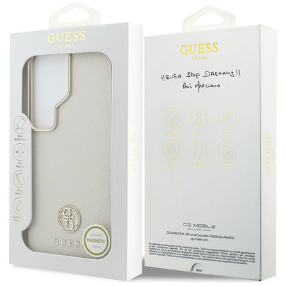 Калъф MagSafe за Samsung Galaxy S26 Ultra S948, Guess, Rhinestone Round Logo, Бежов