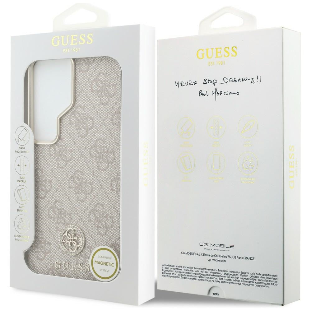 Калъф MagSafe за Samsung Galaxy S26 Ultra S948, Guess, Rhinestone Round Logo, Розов