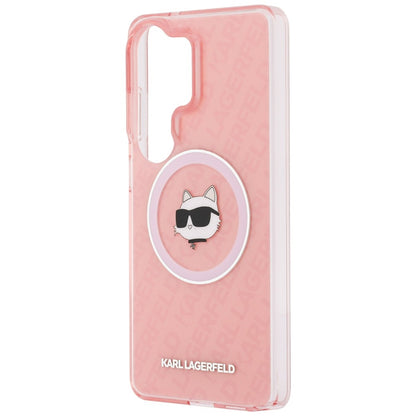 Калъф MagSafe за Samsung Galaxy S26 Ultra S948, Karl Lagerfeld, IML Choupette Head on KL Repeated Logo, Розов