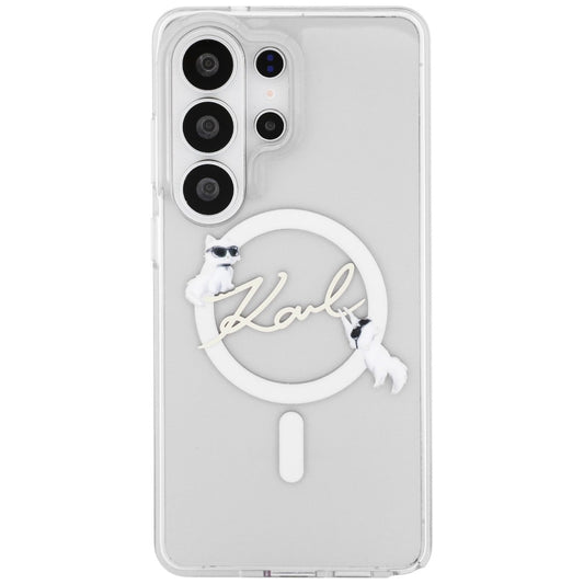 MagSafe Case for Samsung Galaxy S26 Ultra S948, Karl Lagerfeld, IML Choupette Karl Script Logo, White