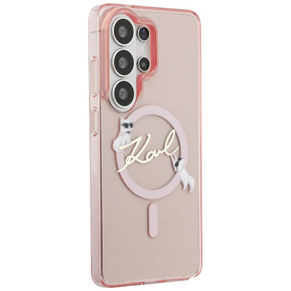 Калъф MagSafe за Samsung Galaxy S26 Ultra S948, Karl Lagerfeld, IML Choupette Karl Script Logo, Розов