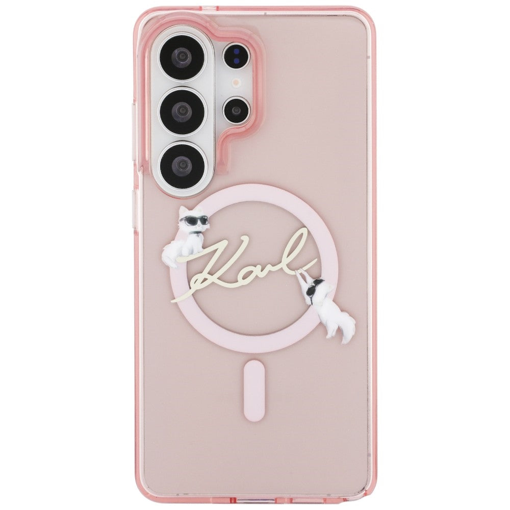 Калъф MagSafe за Samsung Galaxy S26 Ultra S948, Karl Lagerfeld, IML Choupette Karl Script Logo, Розов