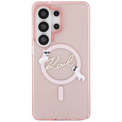Калъф MagSafe за Samsung Galaxy S26 Ultra S948, Karl Lagerfeld, IML Choupette Karl Script Logo, Розов