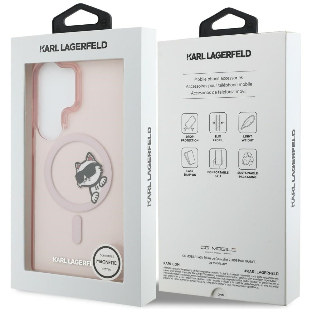 Калъф MagSafe за Samsung Galaxy S26 Ultra S948, Karl Lagerfeld, IML Choupette Peekaboo Logo, Розов