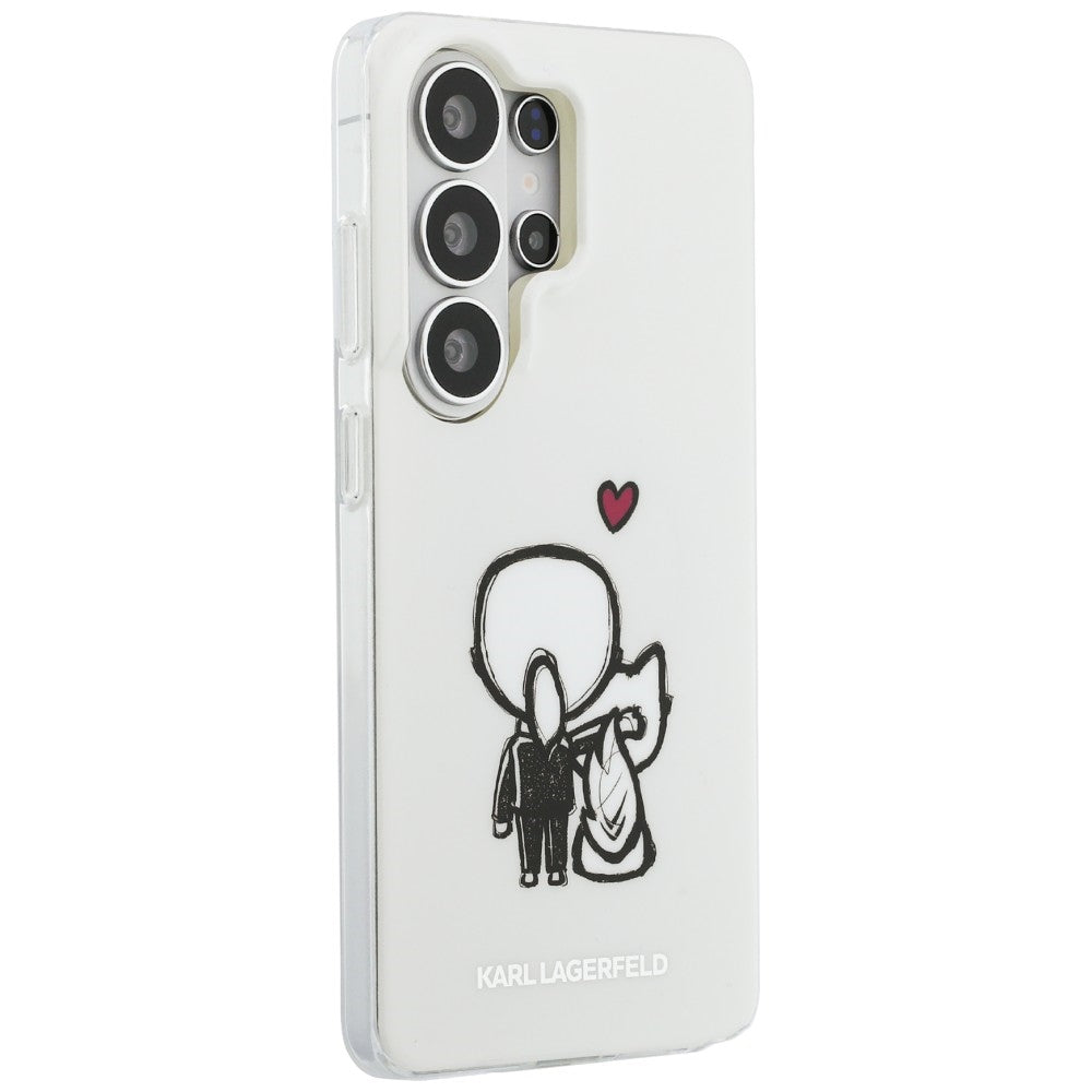 Калъф MagSafe за Samsung Galaxy S26 Ultra S948, Karl Lagerfeld, IML Karl & Choupette Back Logo, Бял
