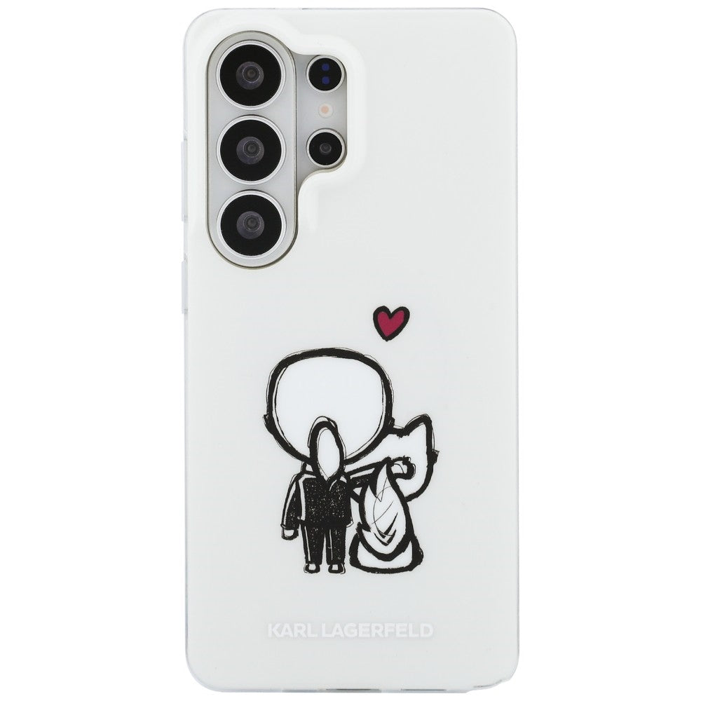 Калъф MagSafe за Samsung Galaxy S26 Ultra S948, Karl Lagerfeld, IML Karl & Choupette Back Logo, Бял
