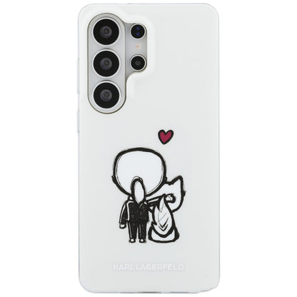 Калъф MagSafe за Samsung Galaxy S26 Ultra S948, Karl Lagerfeld, IML Karl & Choupette Back Logo, Бял