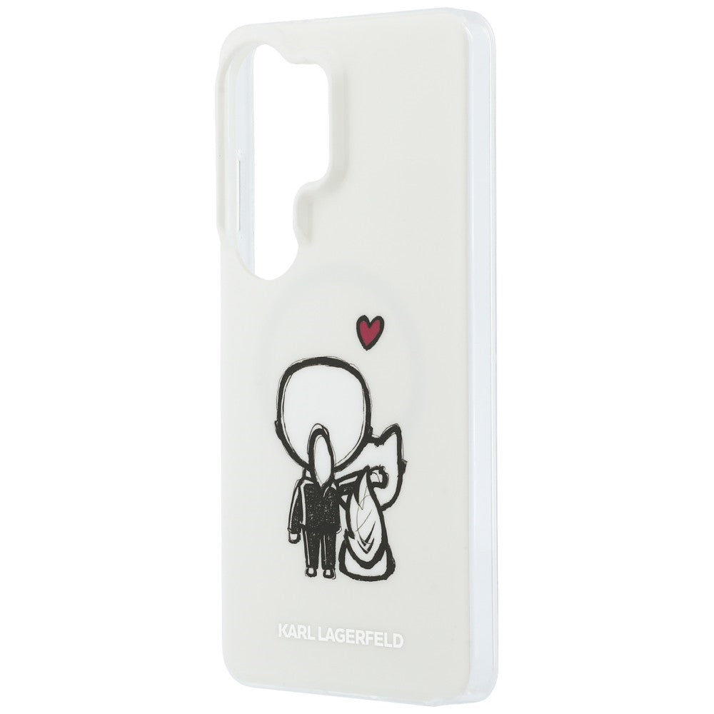 Калъф MagSafe за Samsung Galaxy S26 Ultra S948, Karl Lagerfeld, IML Karl & Choupette Back Logo, Бял
